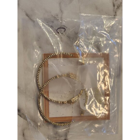 Jonna & Lilly Gold-Tone Rhinestone Hoop Earrings With Decorative Stone Accents - Picture 2 of 5